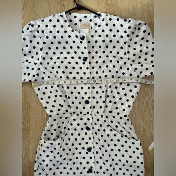 Vintage 80s Polka Dot Dress "Pretty Woman" Glam Satin Jacquard - Picture 10 of 16